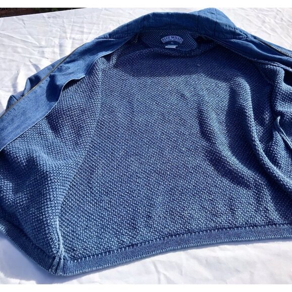 Vtg Danish Blue Willi’s Zip Natural Cotton Knit Sweater Denim Jacket Women’s XL - Picture 15 of 16